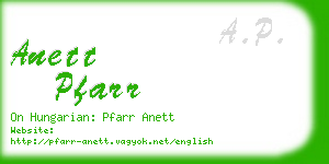 anett pfarr business card